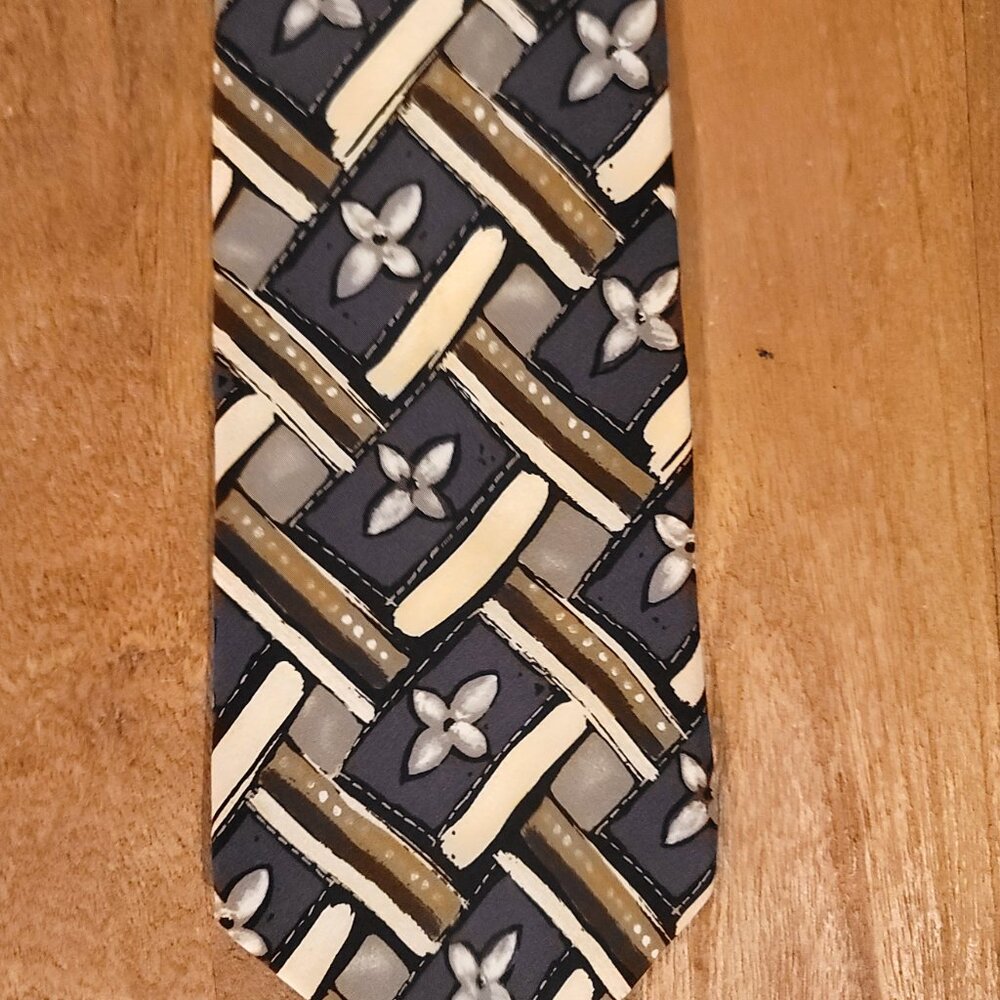 Alexander Julian Geometric Pattern Silk Necktie